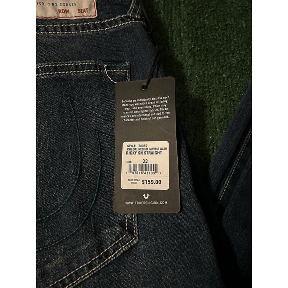 True Religion Ricky SN Medium Harvest Wash Jeans Size 33x34 Relaxed Straight - Picture 4 of 13